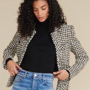 NWT Veronica Beard Shanti Collarless Houndstooth Tweed Jacket